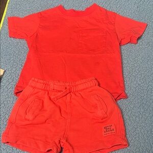Zara Red T-Shirt and Shorts Set